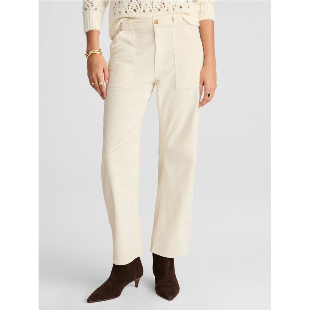 Madewell Corduroy Darted Barrel Leg Utility Pants NWT Size 27 Off White Ankle
